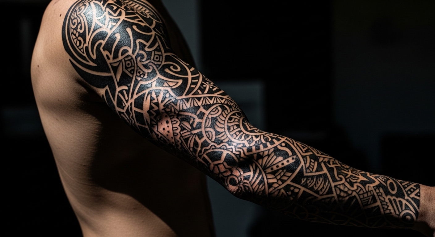 17 Gorgeous Blackwork Arm Sleeve Tattoos Made for Bold Men