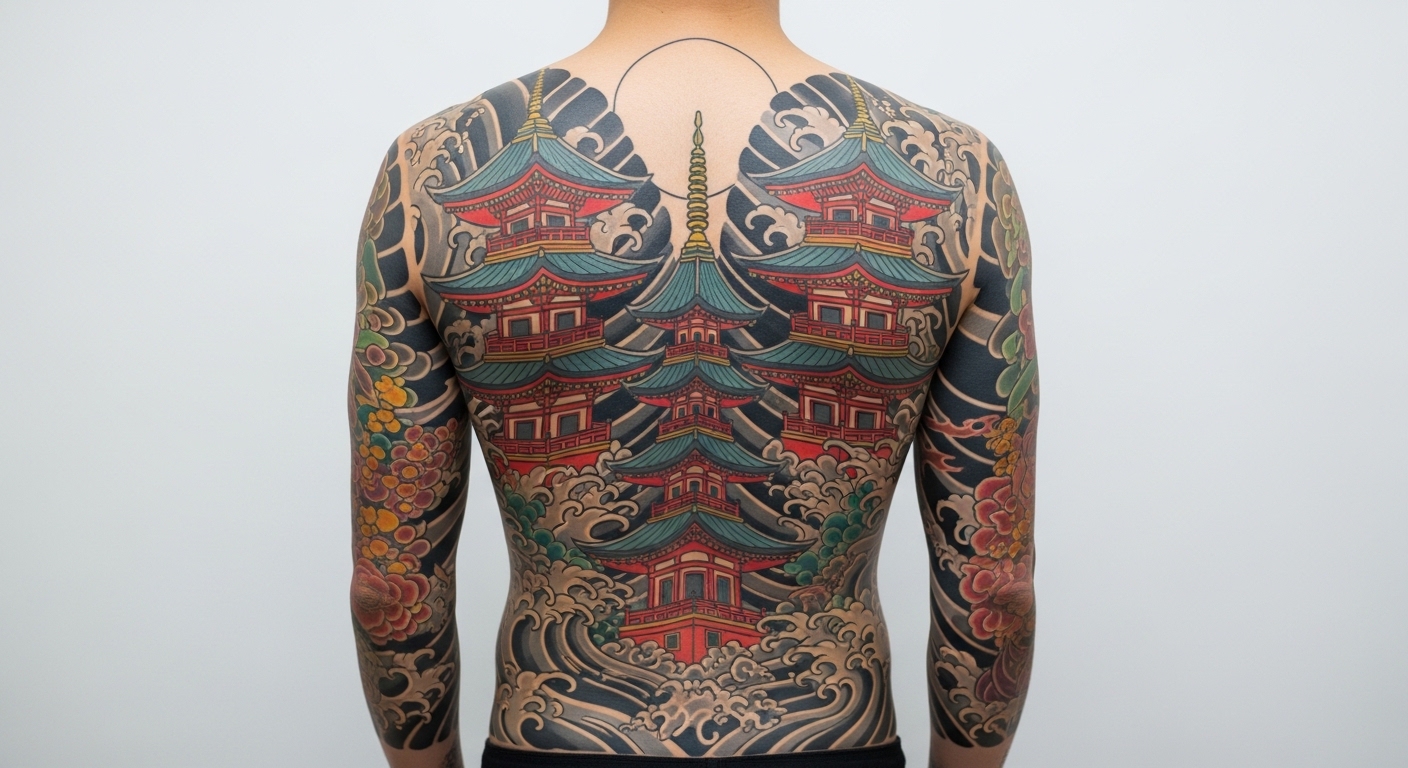 31 Creative Full Back Japanese Temple Tattoos Going Viral in 2026