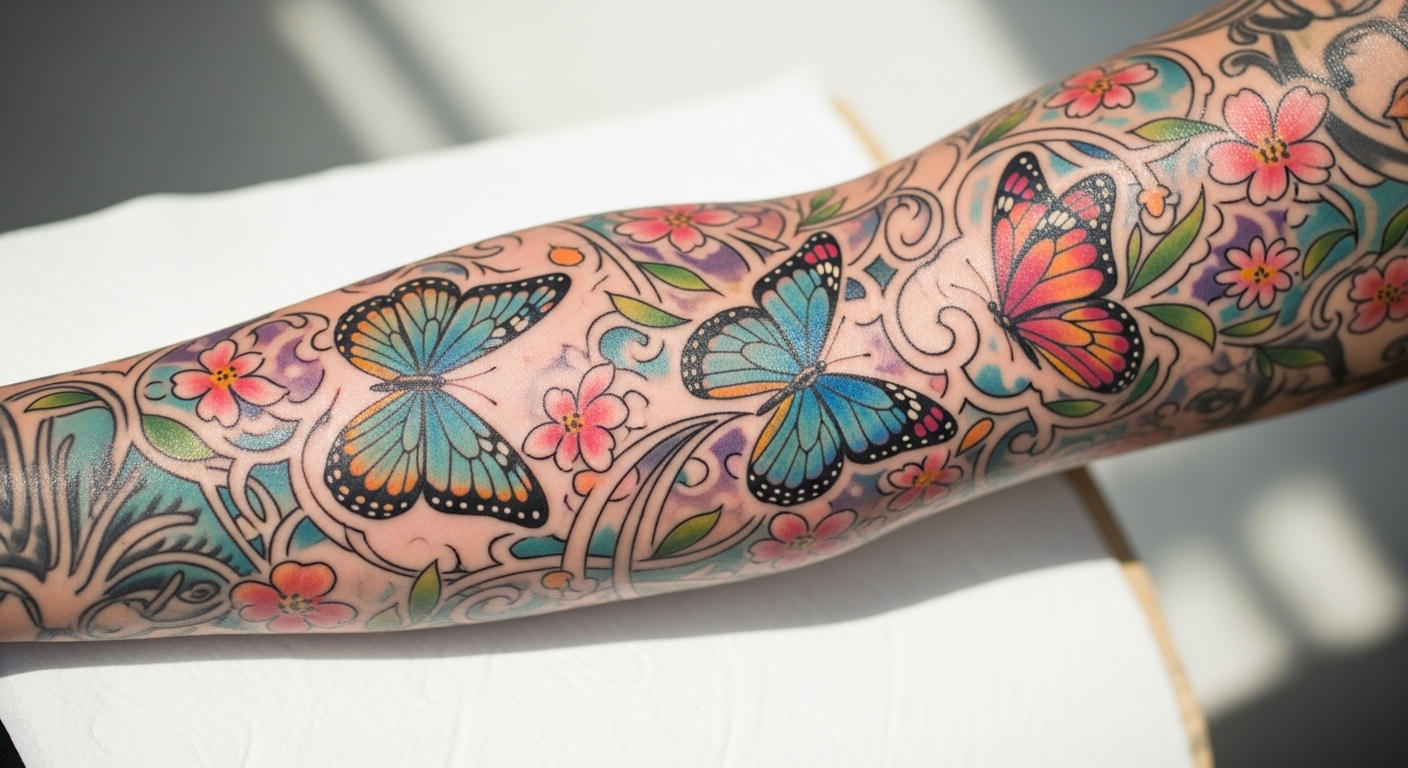 33 Original Colorful Girly Sleeve Tattoos You’ll Want to Try