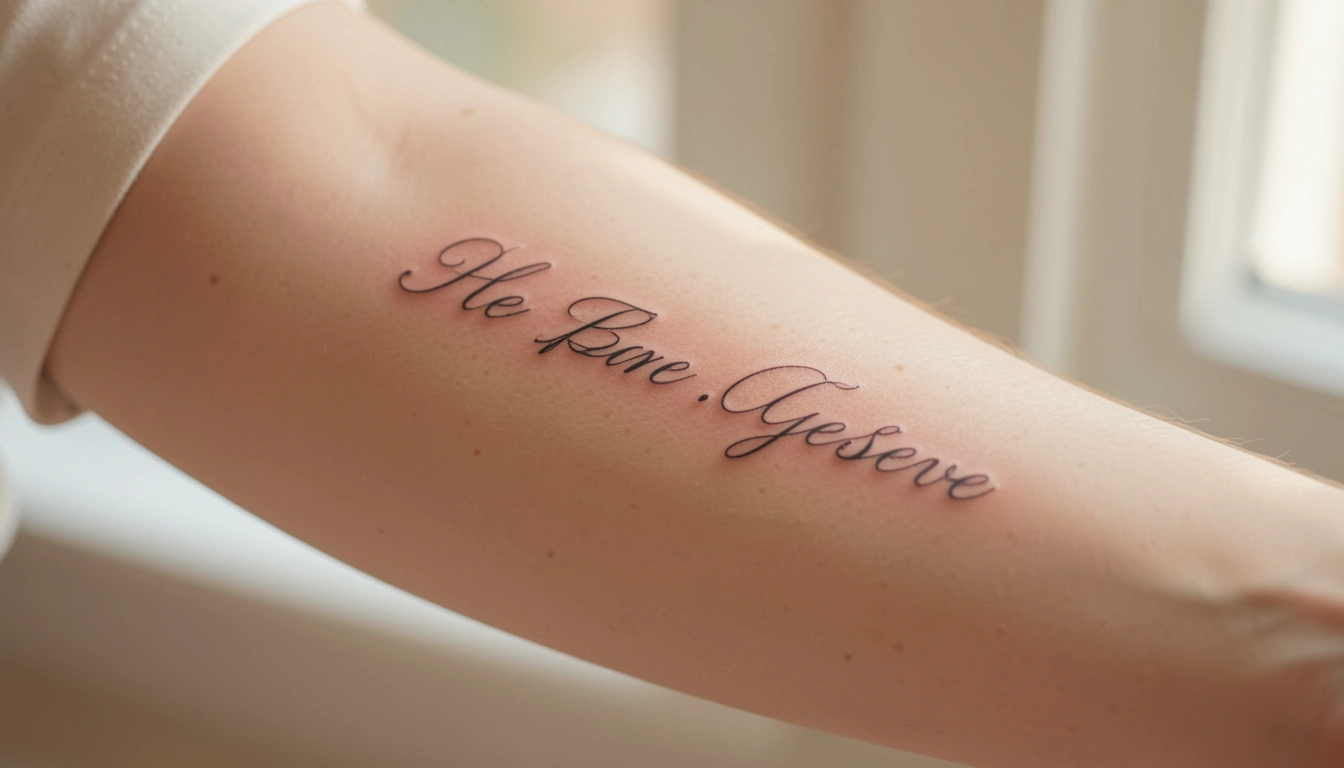 35 Striking Fine Line Word Tattoos with Hidden Meaning