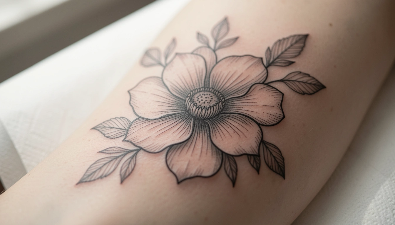 17 Bold Black Ink Fine Line Flower Tattoos You’ll Want to Try
