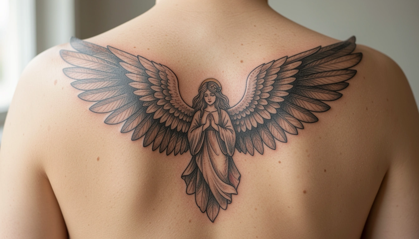 33 Meaningful Back Guardian Angel Tattoos with Hidden Meaning