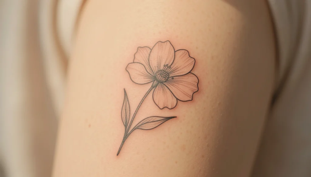 delicate fine line flower tattoo