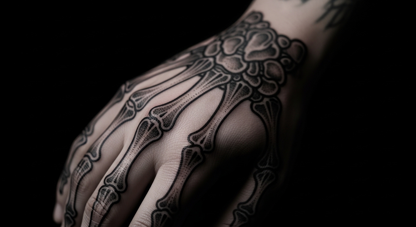 31 Aesthetic Blackwork Skeleton Hand Tattoos Worth the Pain