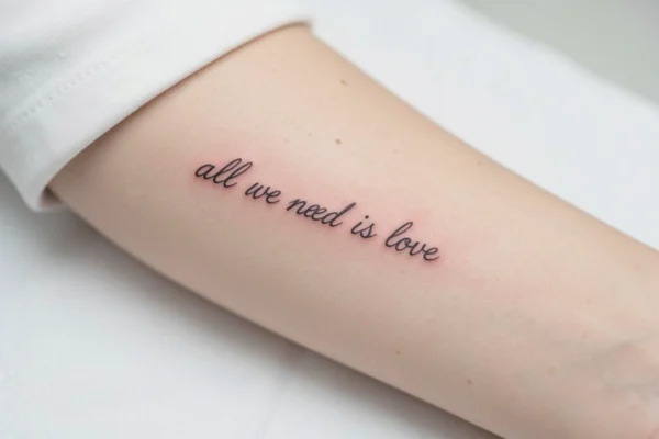 51 Striking Minimalist All We Need Is Love Tattoos with Hidden Meaning