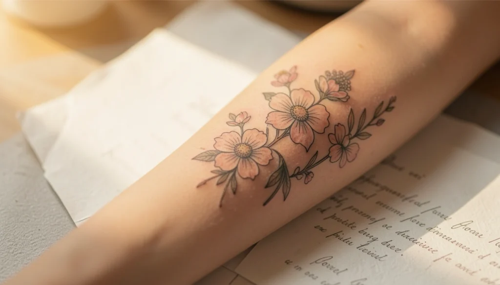 floral inner arm tattoos for women