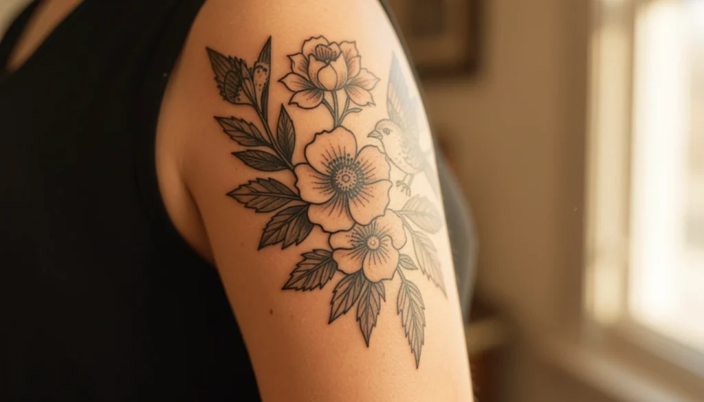 traditional back of arm tattoo