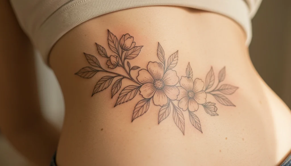 fine line waist tattoos for women