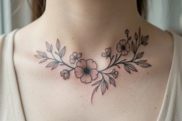 31 Iconic Fine Line Collar Bone Tattoos Every Woman Will Love
