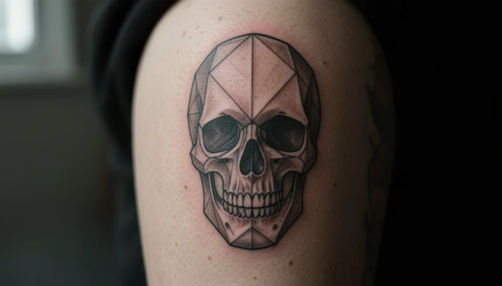 geometric skull tattoo design