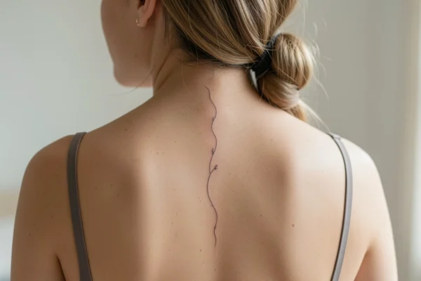 15 Elegant Fine Line Back Spine Tattoos with Subtle Charm