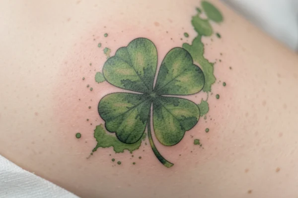 25 Dreamy Watercolor Four Leaf Clover Tattoos with Lucky Vibes
