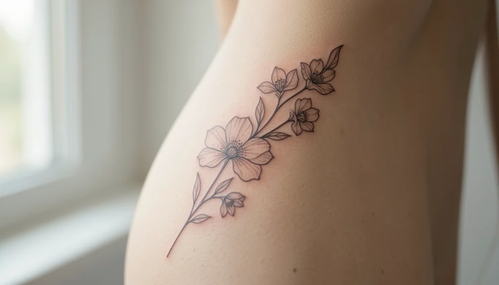 fine line hip tattoos women