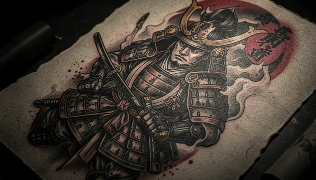 bold japanese warrior tattoo