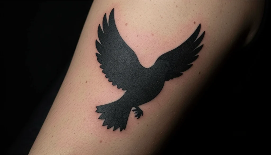 blackwork dove tattoo men