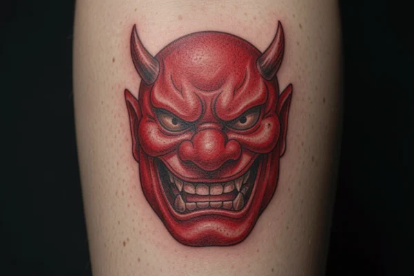 33 Magical Red Ink Oni Mask Tattoos You’ll Want to Try