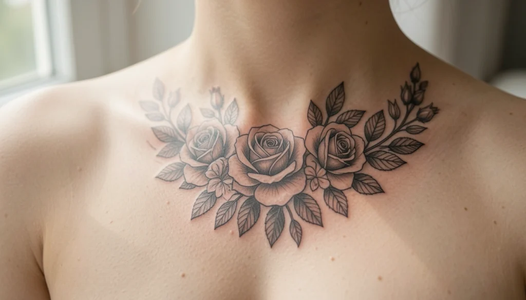 floral collar bone tattoos for women