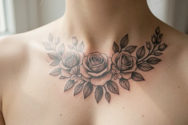 33 Lovely Floral Collar Bone Tattoos Every Woman Will Love