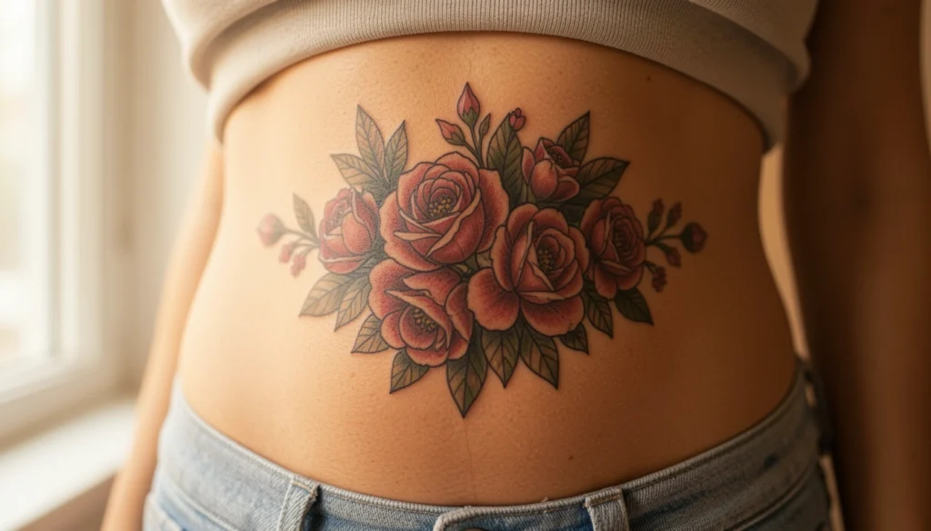 delicate waist tattoos for women