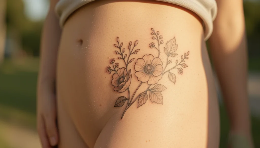 delicate hip tattoos women