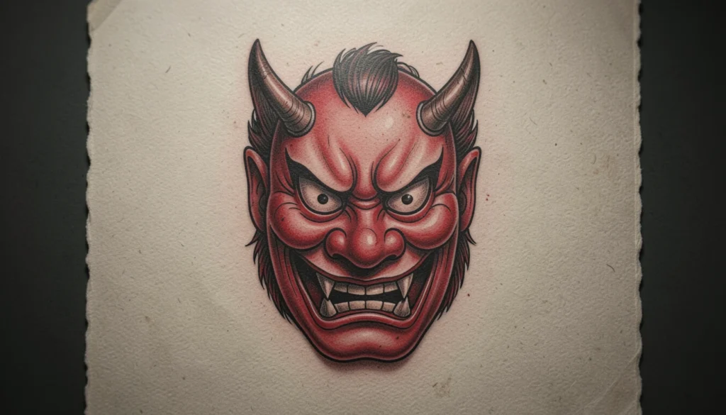 traditional oni mask tattoo